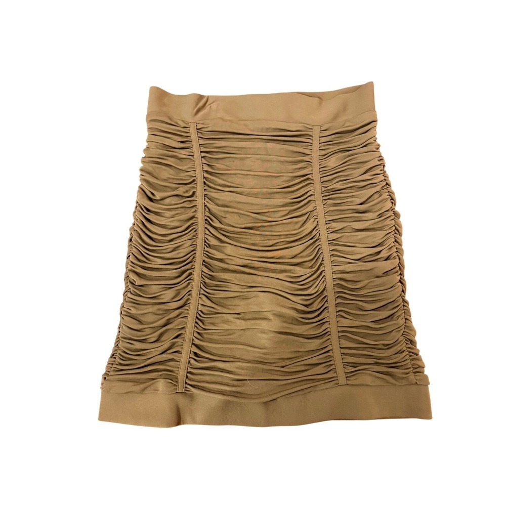 Balmain Paris Ruched Mini Skirt Olive Zip France Size 38 FR 6 US